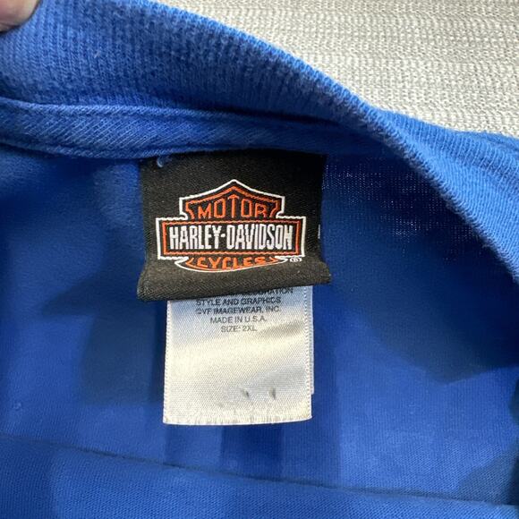 Harley Davidson Shirt Mens XXL Blue Techno HD of Hong Kong Tee Motorcycle Biker - Picture 4 of 10